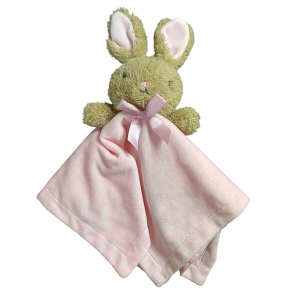 MTY International Brown Bunny Pink Lovey Security Baby Blanket Plush Soft Rattle - Picture 1 of 7